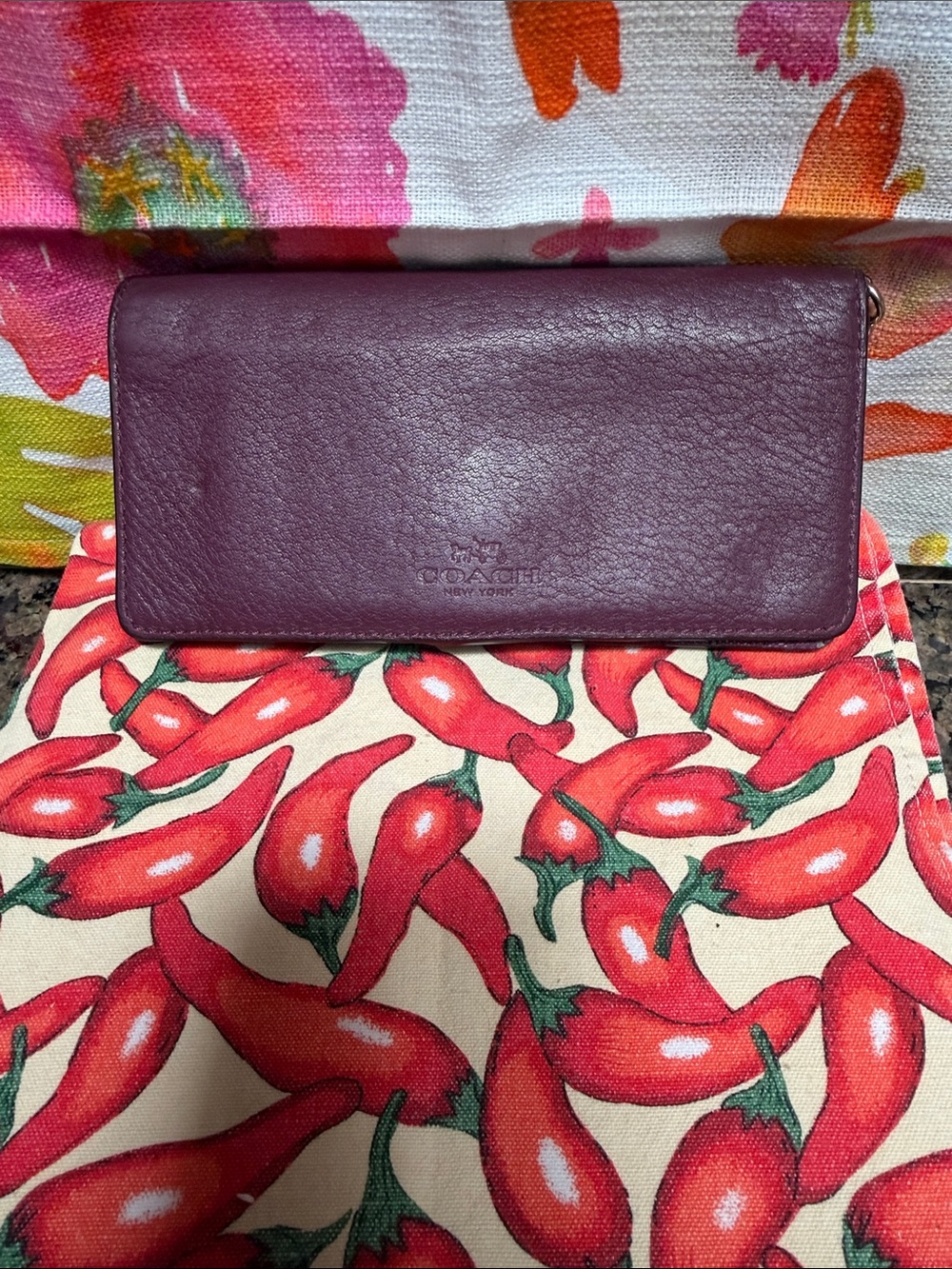 Coach Plum Leather Wristlet Wallet